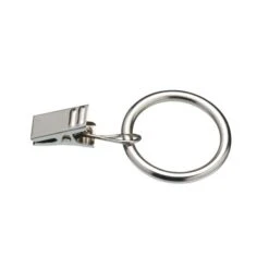 Pack Of 6 Satin Steel Curtain Rings With Clips Dia. 25mm -Curtain Series 1000182937 alt01