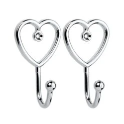 Pack Of 2 Chrome Heart Curtain Hooks