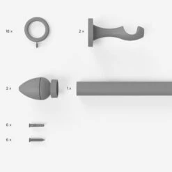 Oregon Acacia Fixed Wooden Curtain Pole With Rings -Curtain Series 30214475 alt09