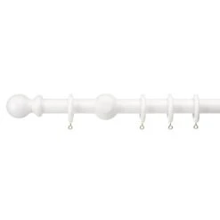 Universal Fixed Wooden Curtain Pole With Rings -Curtain Series 30216576