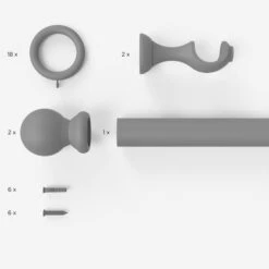 Universal Fixed Wooden Curtain Pole With Rings -Curtain Series 30216579 alt09