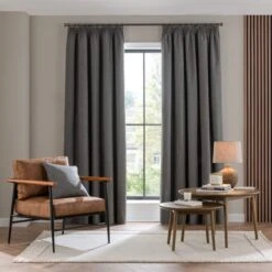Luna Brushed Blackout Pencil Pleat Curtains -Curtain Series 30631867 alt01