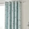 Edith Duck Egg Floral Blackout Eyelet Curtains -Curtain Series 30646313