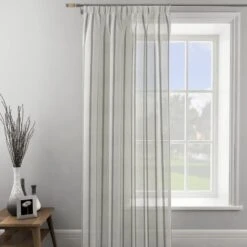 Boucle Stripe Tape Top Single Voile Panel 39 Boucle Stripe Tape Top Single Voile Panel -Curtain Series 30649965 alt01