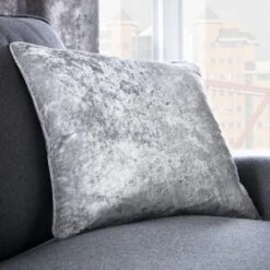 Crushed Velour Silver Eyelet Curtains -Curtain Series 30678201 alt07