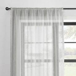 Textured Tassel Slot Top Single Voile Panel -Curtain Series 30687389