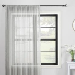 Textured Tassel Slot Top Single Voile Panel -Curtain Series 30687389 alt01