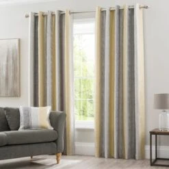 Sadie Stripe Eyelet Curtains -Curtain Series 30721450 alt01