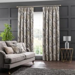 Leaf Jacquard Pencil Pleat Curtains -Curtain Series 30729263 alt01