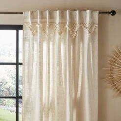 Macrame Border Hidden Tab Top Voile Panel -Curtain Series 30733310