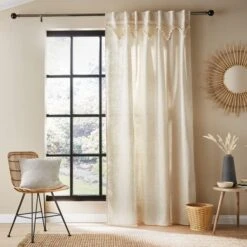 Macrame Border Hidden Tab Top Voile Panel -Curtain Series 30733310 alt01