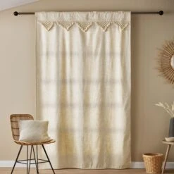 Macrame Border Hidden Tab Top Voile Panel -Curtain Series 30733310 alt04