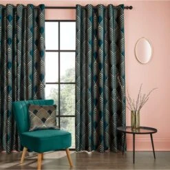 Geo Foil Eyelet Curtains -Curtain Series 30754911 alt01