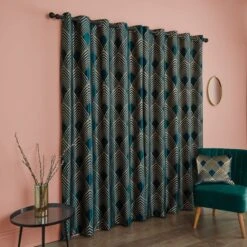 Geo Foil Eyelet Curtains -Curtain Series 30754911 alt04