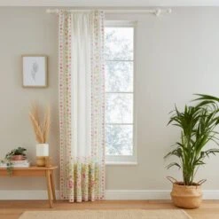 Cotton Bordered Tile Print Slot Top Voile Panel -Curtain Series 30760162 alt01