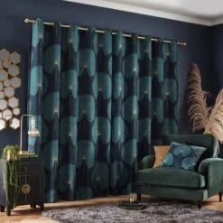 Chenille Oriental Fan Eyelet Curtains -Curtain Series 30768890 alt04