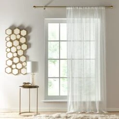 Reluxed Metallic Slot Top Single Voile Panel -Curtain Series 30768961 alt01
