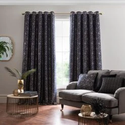 Geo Cut Velvet Eyelet Curtains -Curtain Series 30769451 alt01