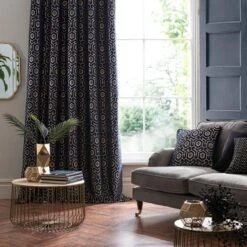 Geo Cut Velvet Eyelet Curtains -Curtain Series 30769452 alt03