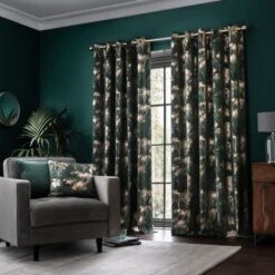 Velour Trees Eyelet Curtains -Curtain Series 30772393 alt01