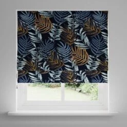 Leaf Jacquard Navy Roman Blind -Curtain Series 30789920 alt02