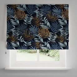 Leaf Jacquard Navy Roman Blind -Curtain Series 30789991 alt03