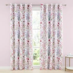 Watercoloured Floral Blackout Eyelet Curtains -Curtain Series 30801507 alt01