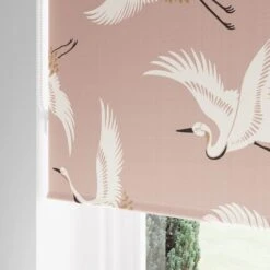Japandi Cranes Blackout Blush Roller Blind -Curtain Series 30810277 alt04