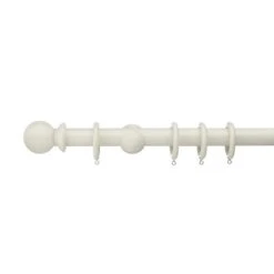 Sherwood Ball Finial Fixed Wooden Curtain Pole With Rings -Curtain Series 30829903