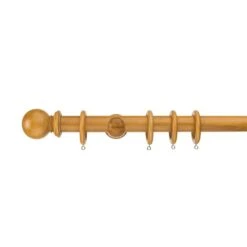 Sherwood Ball Finial Fixed Wooden Curtain Pole With Rings -Curtain Series 30829911