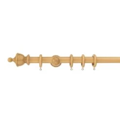 Sherwood Urn Finial Fixed Wooden Curtain Pole With Rings -Curtain Series 30829950