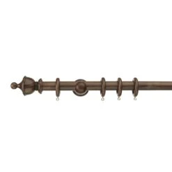 Sherwood Urn Finial Fixed Wooden Curtain Pole With Rings -Curtain Series 30829953