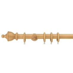 Sherwood Urn Finial Fixed Wooden Curtain Pole With Rings -Curtain Series 30829965