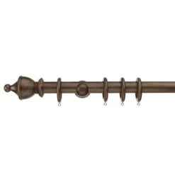 Sherwood Urn Finial Fixed Wooden Curtain Pole With Rings -Curtain Series 30829968