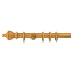 Sherwood Urn Finial Fixed Wooden Curtain Pole With Rings -Curtain Series 30829976