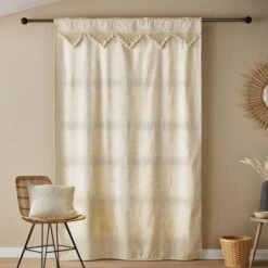 Macrame Border Hidden Tab Top Voile Panel -Curtain Series 30831720 alt05