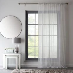 Reluxed Metallic Slot Top Single Voile Panel -Curtain Series 30838018 alt01