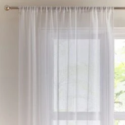 Mia Striped Slot Top Voile Panel 34 Mia Striped Slot Top Voile Panel -Curtain Series 30879443