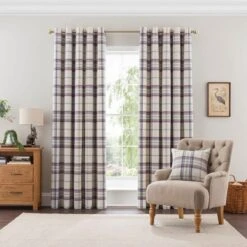 Henley Checked Eyelet Curtains -Curtain Series 30882956 alt01