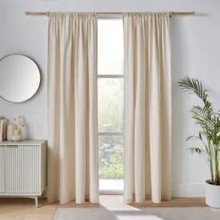 Linford Stripe Unlined Slot Top Curtains -Curtain Series 30884901 alt01