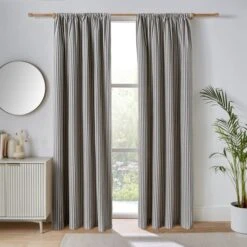 Linford Stripe Unlined Slot Top Curtains -Curtain Series 30884909 alt01