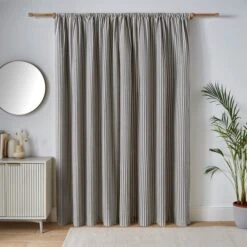 Linford Stripe Unlined Slot Top Curtains -Curtain Series 30887259 alt04