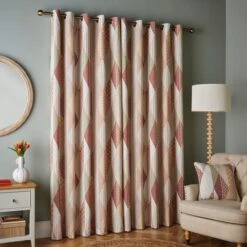 Patchwork Print Eyelet Curtains -Curtain Series 30903811 alt04