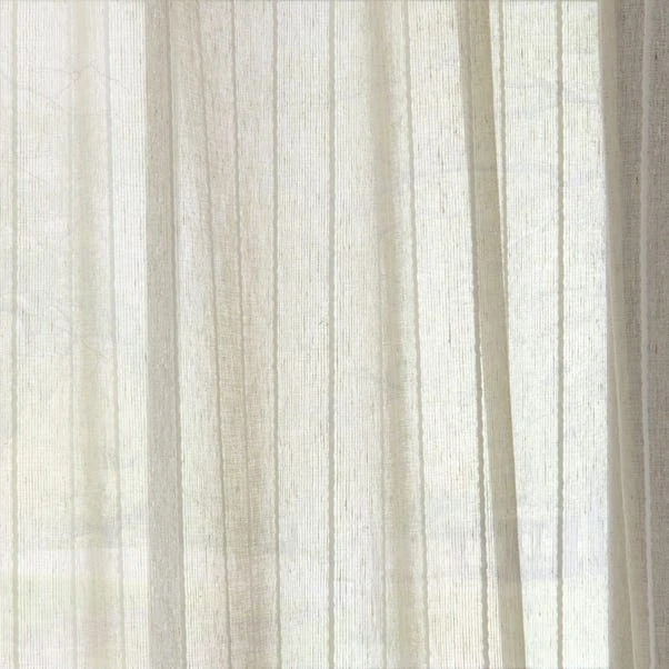 Lucia Stripe Natural Slot Top Voile Pair 8 Lucia Stripe Natural Slot Top Voile Pair - Image 6