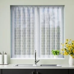 Geometric Diamond Slot Top Net Curtain -Curtain Series 30905337