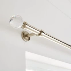 Faceted Ball Extendable Metal Eyelet Curtain Pole