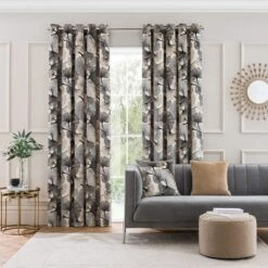 Gingko Cut Velvet Eyelet Curtains -Curtain Series 30931022 alt01
