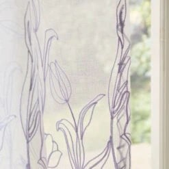Embroidered Tulip Slot Top Single Voile Panel 40 Embroidered Tulip Slot Top Single Voile Panel -Curtain Series 30935530 alt03