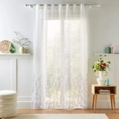 Embroidered Tulip Slot Top Single Voile Panel 23 Embroidered Tulip Slot Top Single Voile Panel -Curtain Series 30935703 alt01