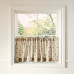 Bees Café Style Unlined Slot Top Single Curtain -Curtain Series 30936779 alt02